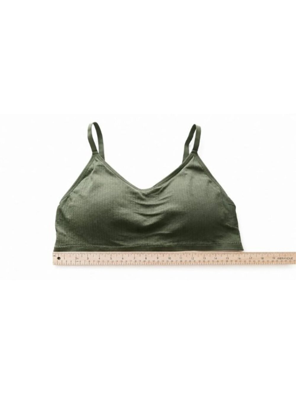 Army Green Ribbed Bralette 4XL Wireless Seamless Comfort Bra Adjustable Straps - Picture 5 of 7